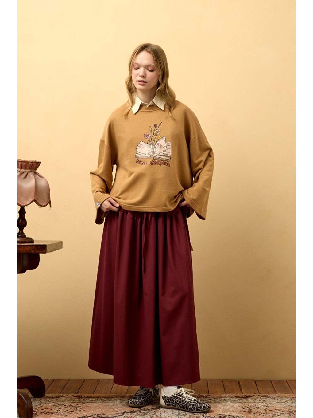 Bej Karamel Baskılı 3 İp Body-2