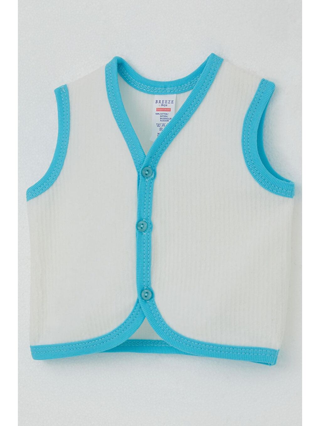 Erkek Bebek Kadife Yelek Düğmeli Beyaz (0-9 Ay)