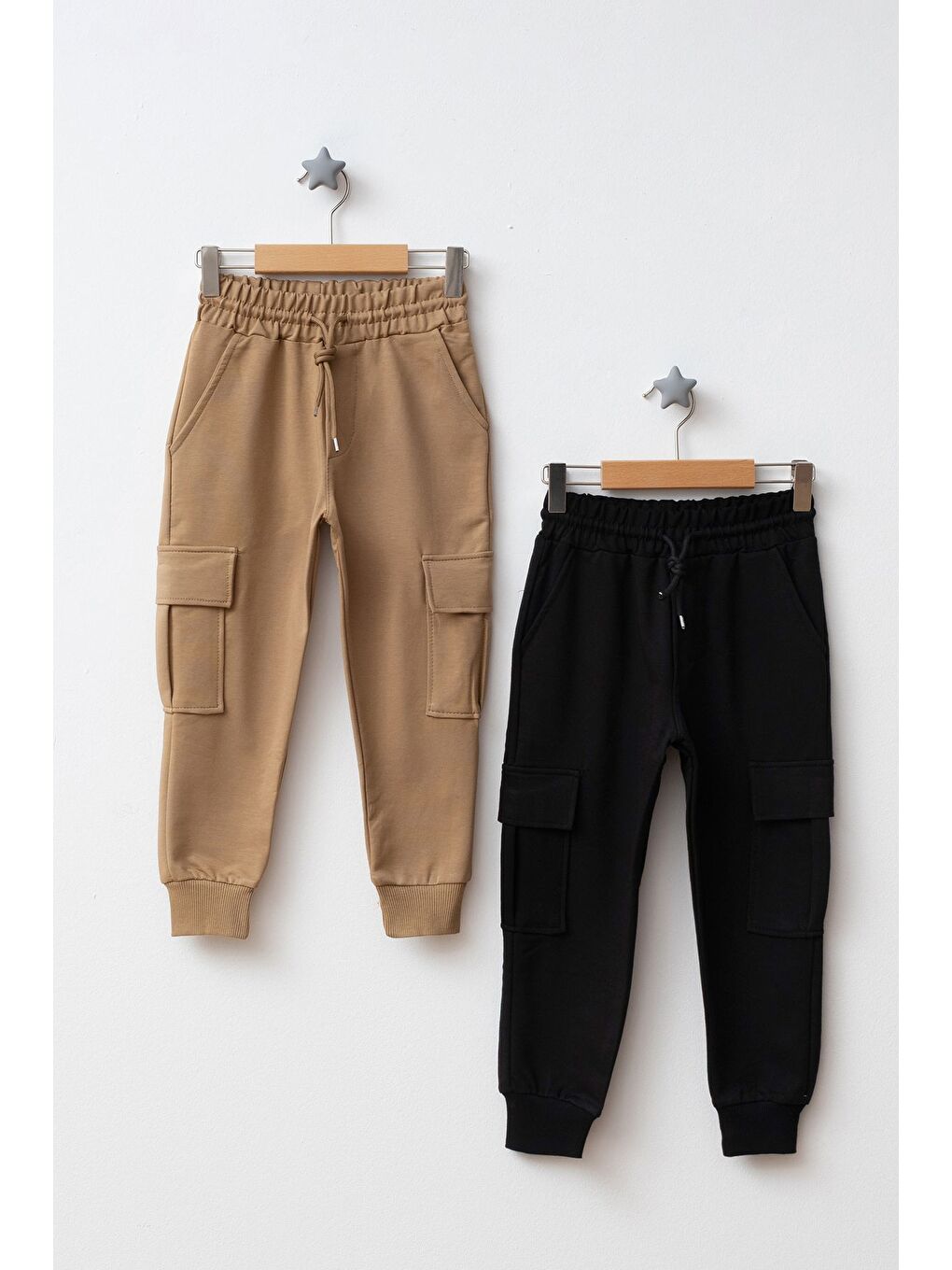 Kahverengi Erkek Çocuk Diz Yapmaz Komondo Cepli 2'li Paket Okul Eşofman Altı