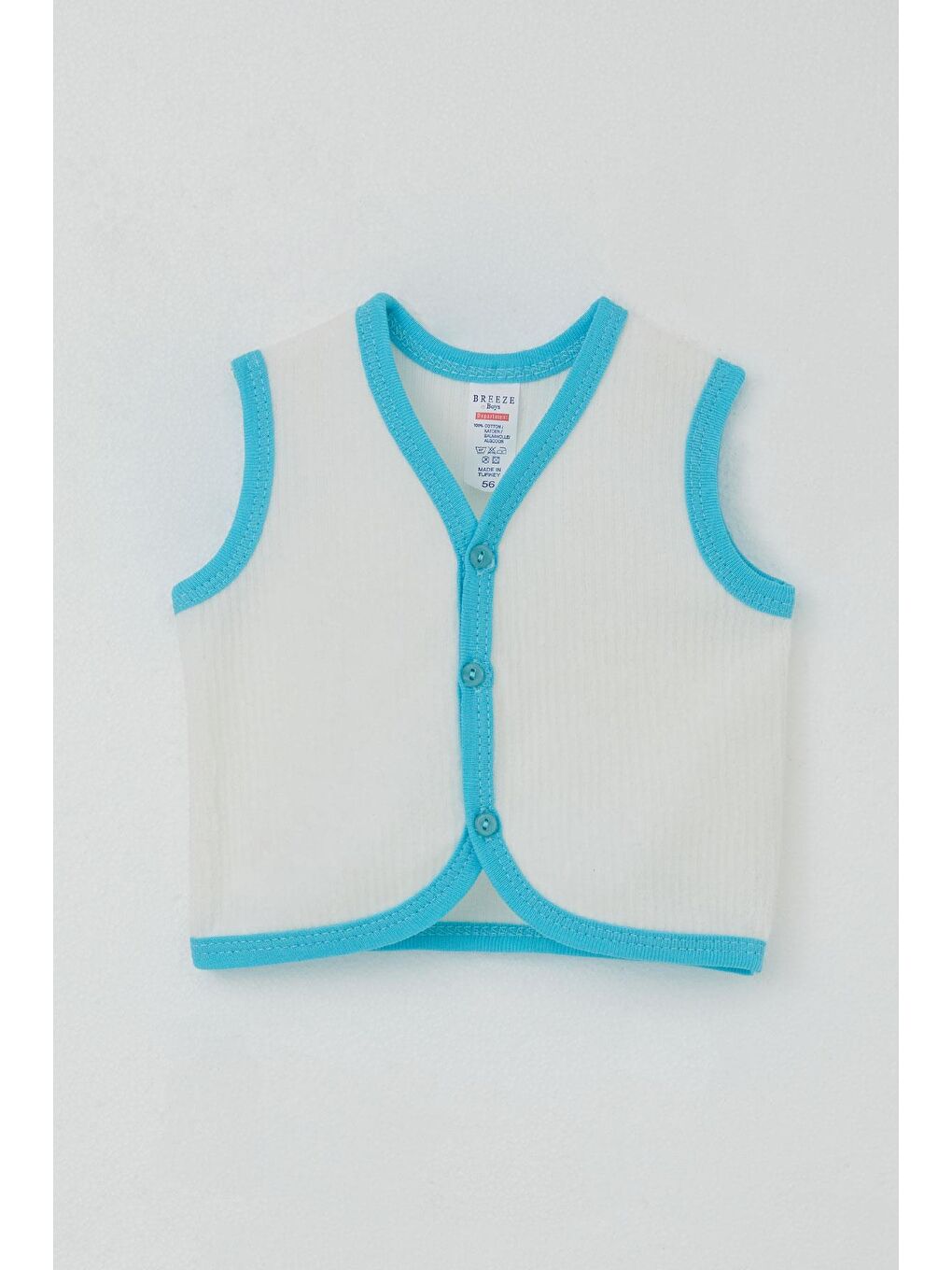 Erkek Bebek Kadife Yelek Düğmeli Beyaz (0-9 Ay)-1