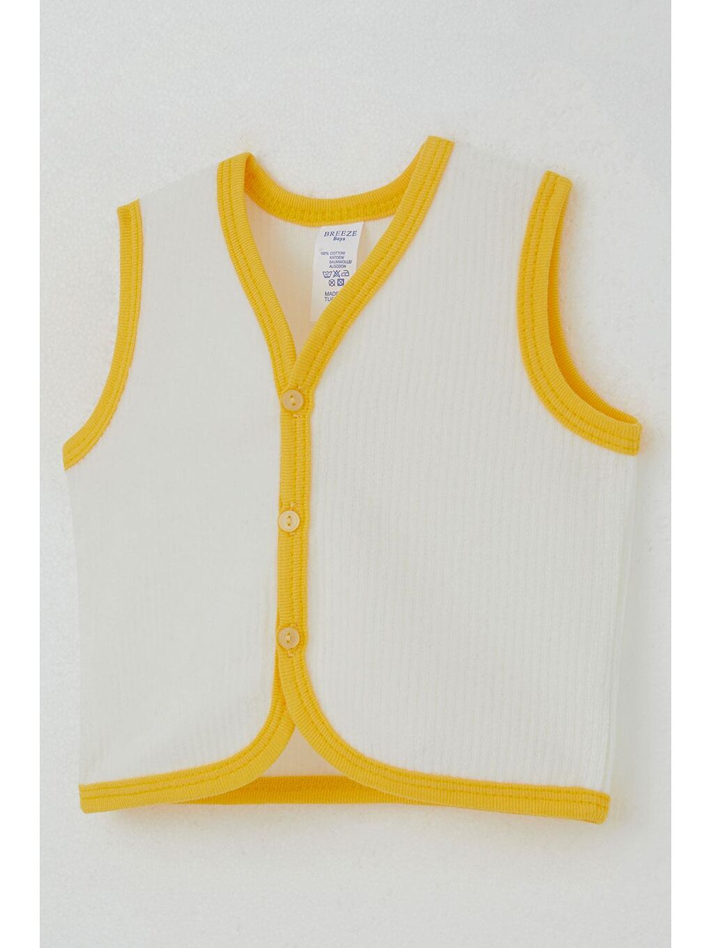 Erkek Bebek Kadife Yelek Düğmeli Ekru (4 Ay)