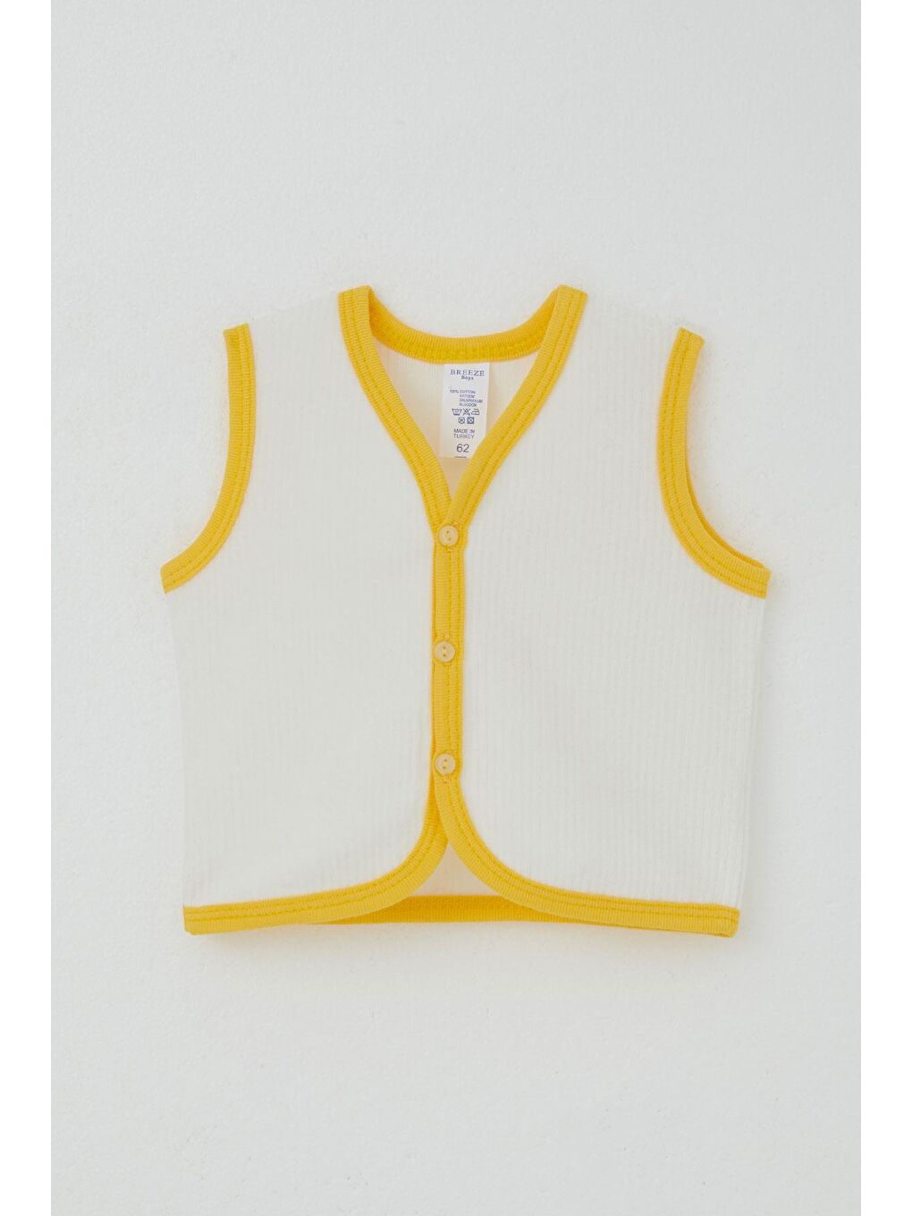 Erkek Bebek Kadife Yelek Düğmeli Ekru (4 Ay)-1