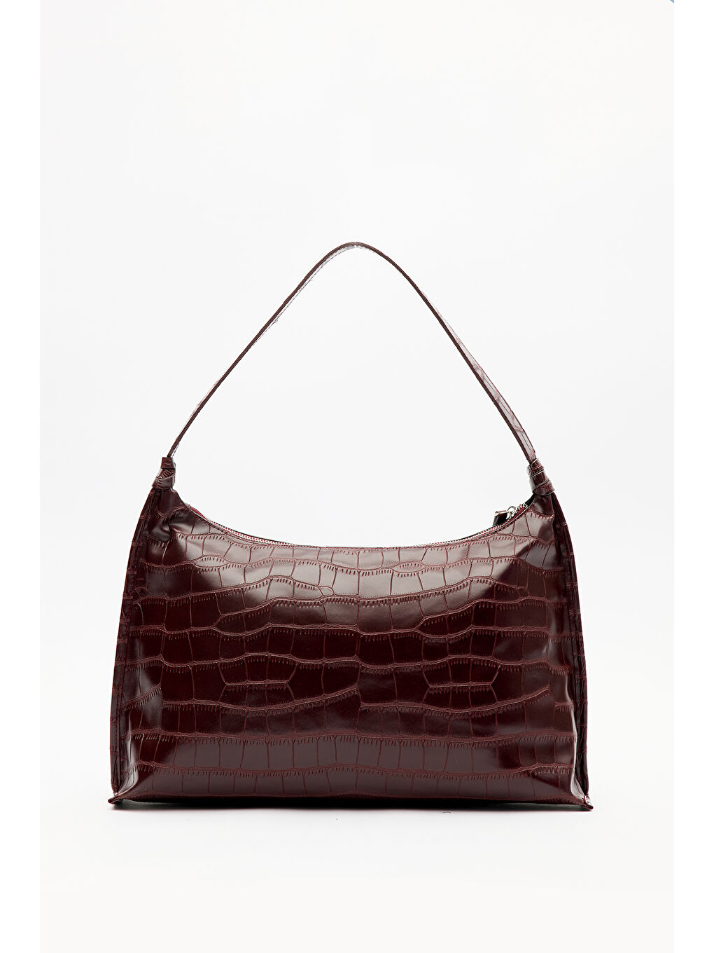 Timsah Deri Tote Çanta Bordo-1