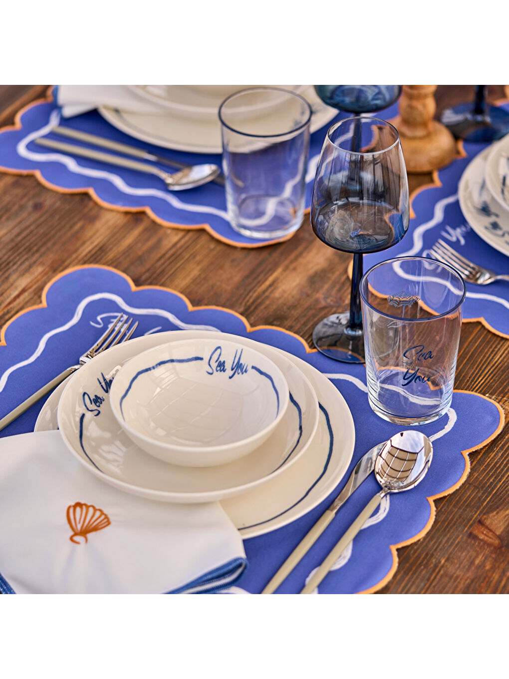 Marine Porselen 24 Parça 6 Kişilik Yemek Takımı Mavi