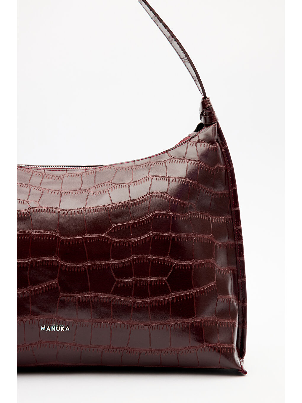 Timsah Deri Tote Çanta Bordo-5