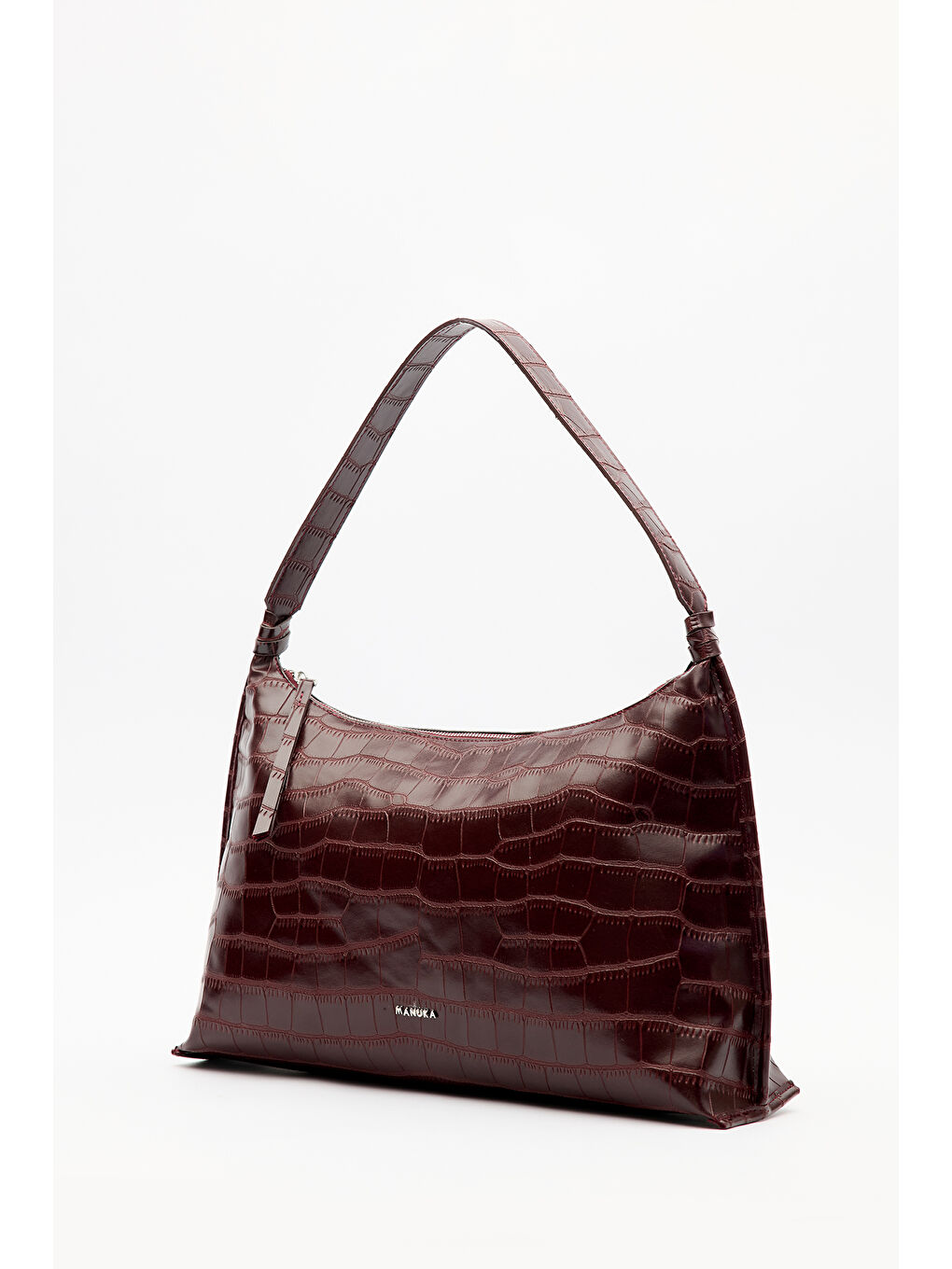 Timsah Deri Tote Çanta Bordo-6