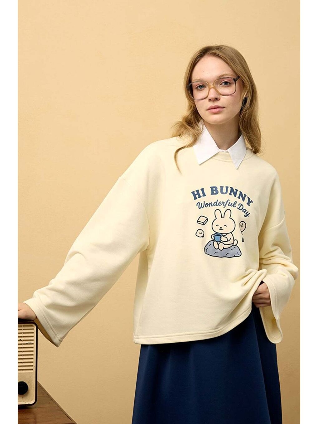 Tereyağ Sarısı Tavşan Baskılı 3 İp Body-1