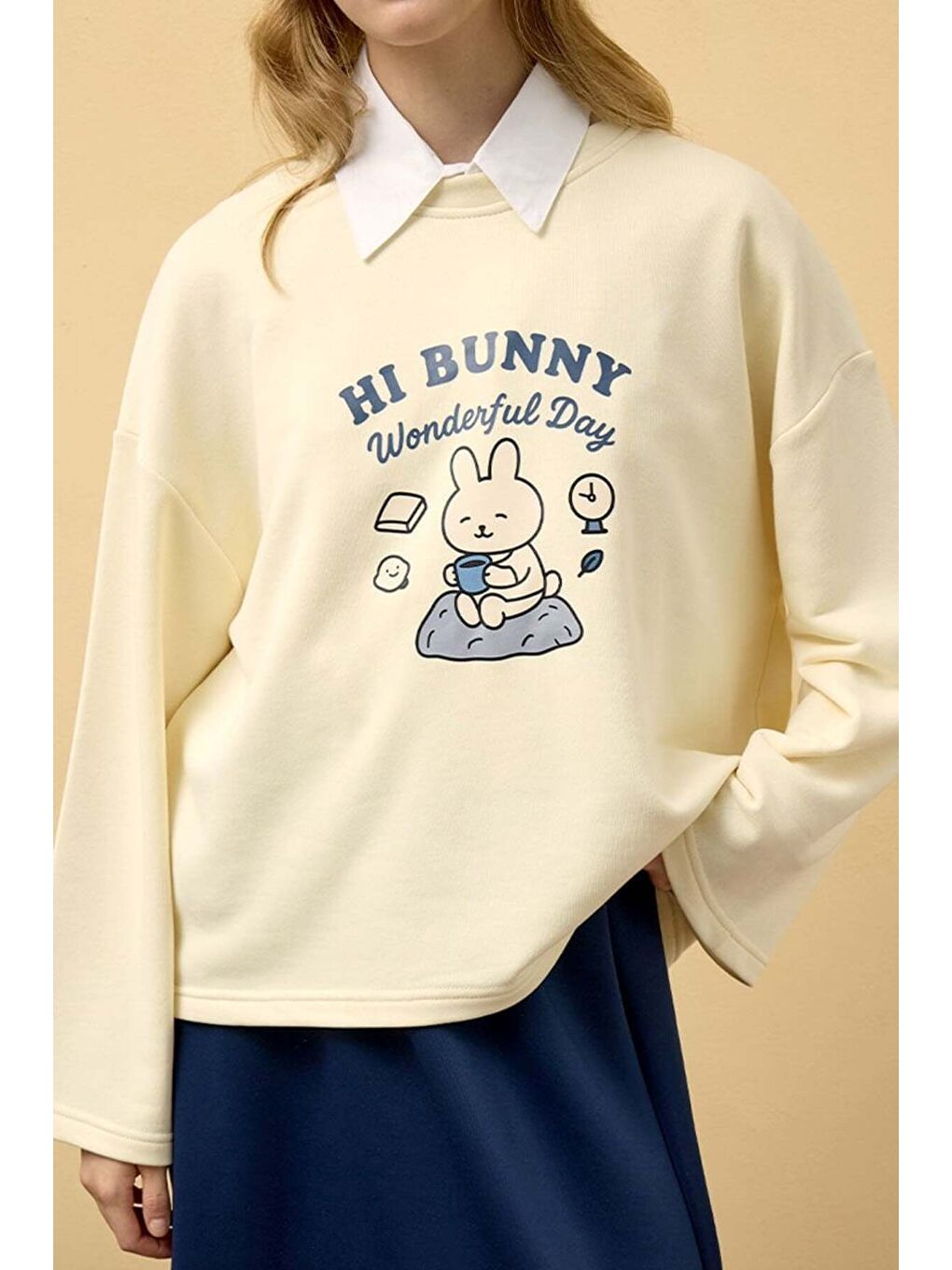 Tereyağ Sarısı Tavşan Baskılı 3 İp Body-2