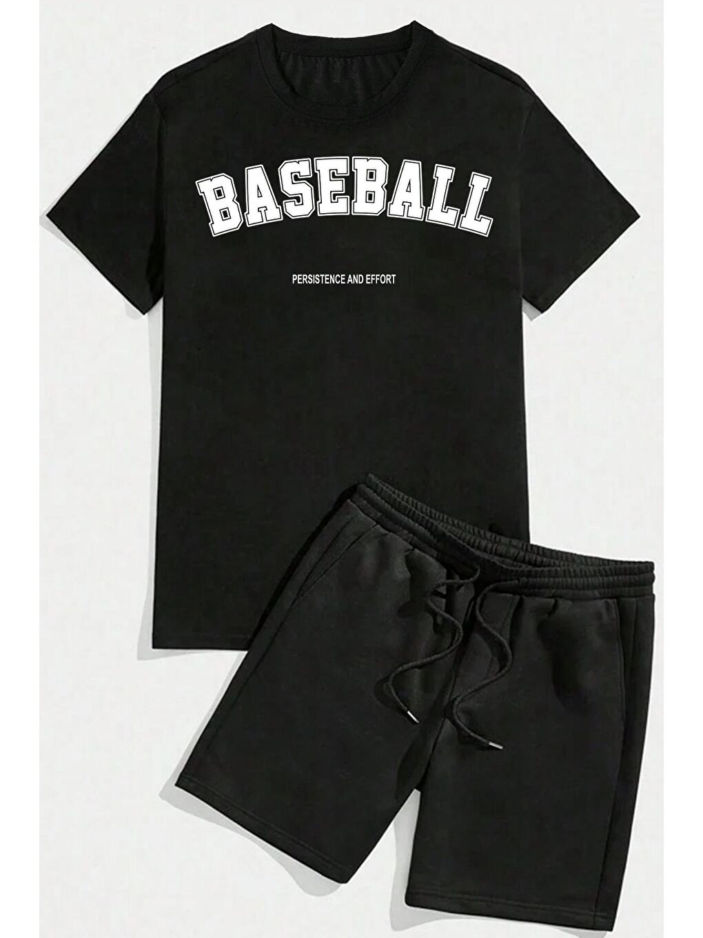 uyguntarz Siyah Unisex Baseball Baskılı Şort Takım