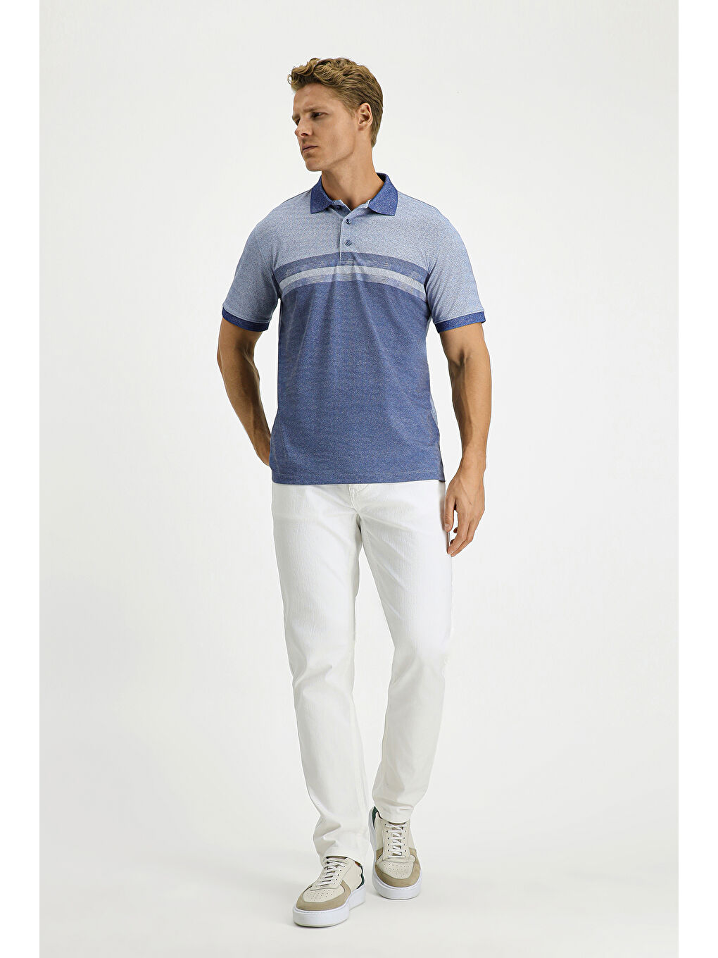 Mavi Regular Fit Desenli Elastanlı Polo Yaka Tişört-1