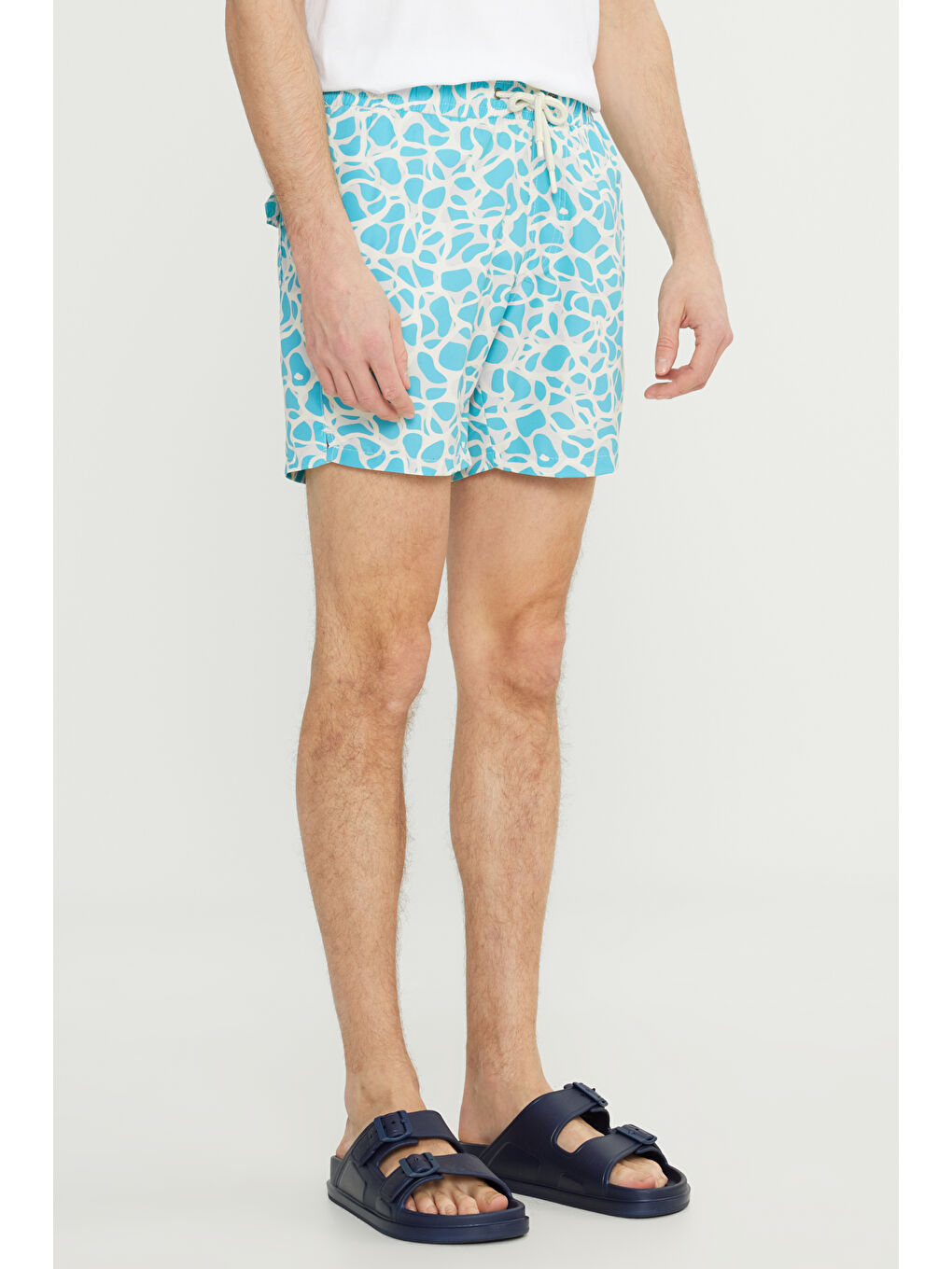 Yeşil Erkek MINT YESIL Standart Fit Normal Kesim Cepli Hızlı Kuruyan Desenli Mayo Deniz Şortu-1