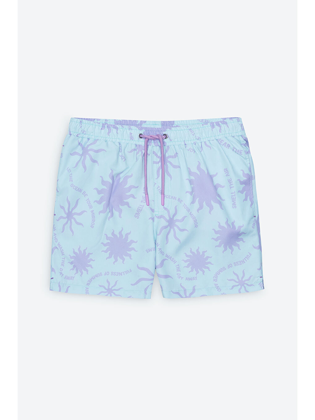 Erkek Mint Lila Standart Fit Normal Kesim Cepli Hızlı Kuruyan Desenli Mayo Deniz Şortu-9