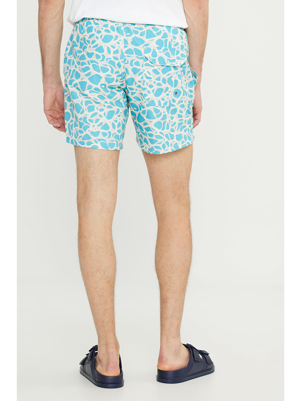 Yeşil Erkek MINT YESIL Standart Fit Normal Kesim Cepli Hızlı Kuruyan Desenli Mayo Deniz Şortu-8