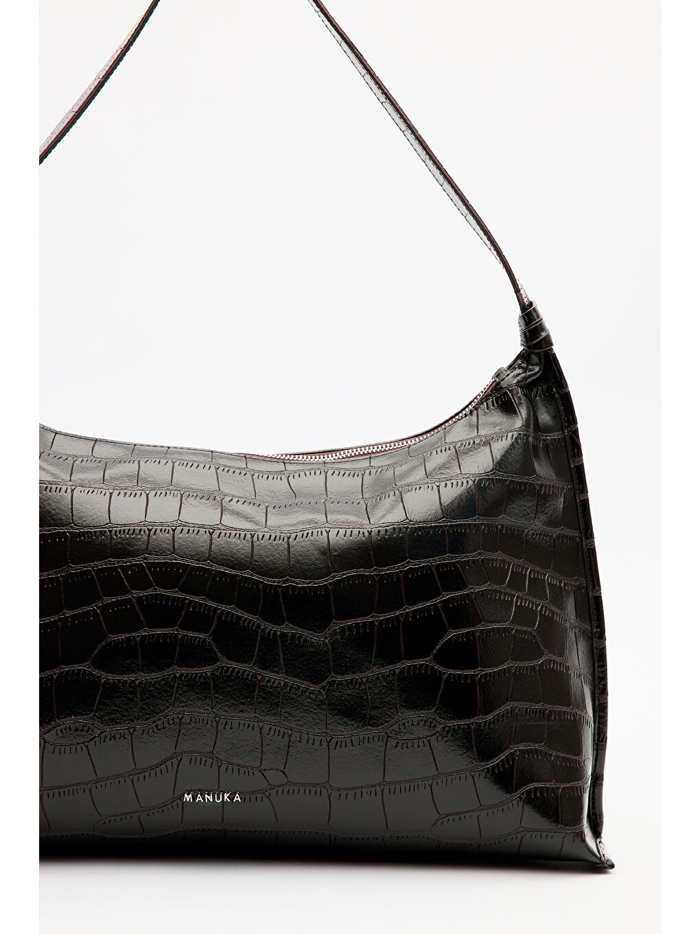 Timsah Deri Tote Çanta Kahverengi-1