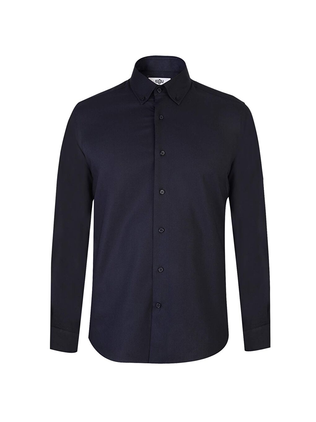 Siyah Uzun Kol Slim Fit Dar Kesim Pamuk Gömlek-1