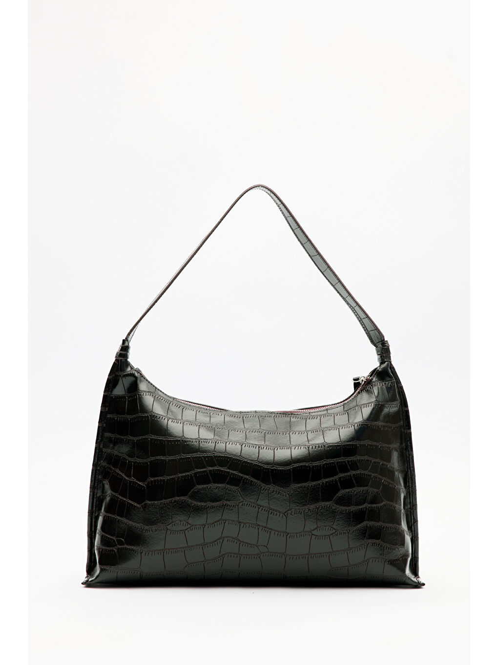 Timsah Deri Tote Çanta Kahverengi-4