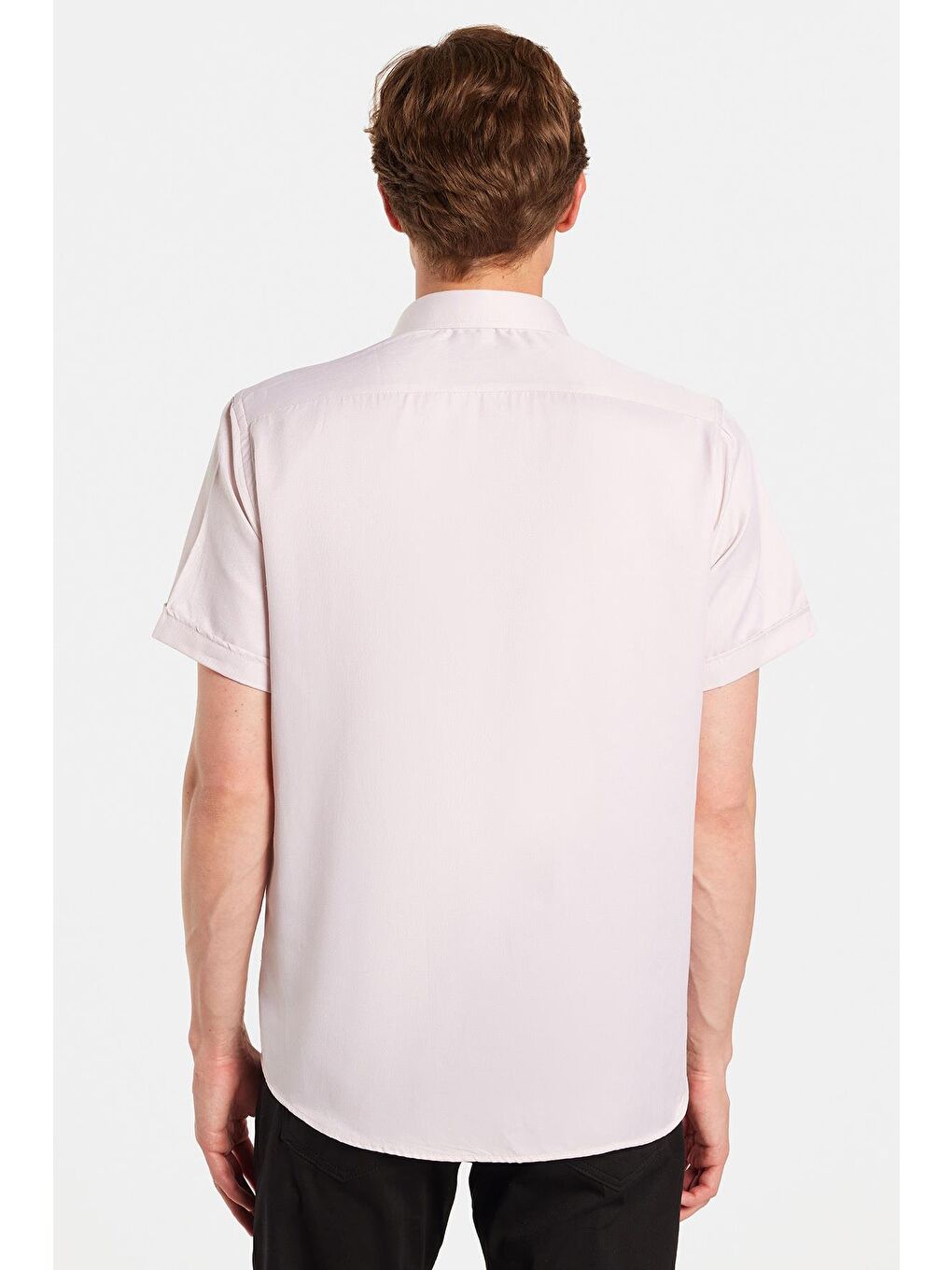 Erkek Regular Fit Klasik Kesim Kısa Kollu Pamuklu Tek Cepli Armürlü Bej Gömlek-4