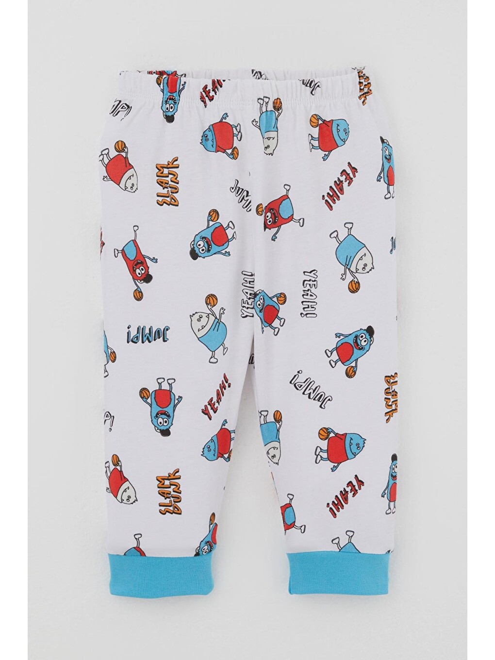 Erkek Bebek Pijama Takımı Omuzdan Patlı Mini Basket Yıldızı Beyaz (4 Ay-1 Yaş)-2