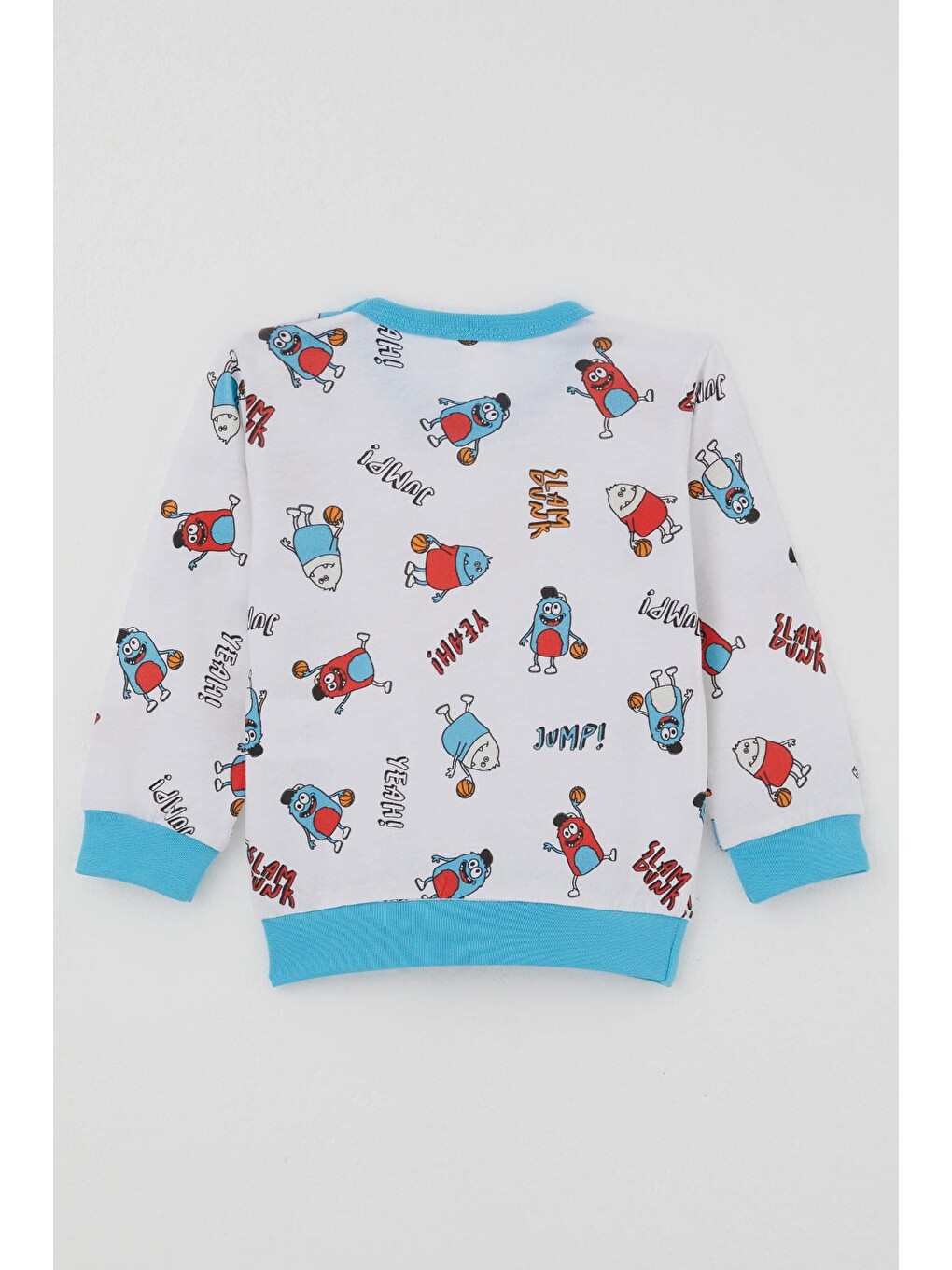 Erkek Bebek Pijama Takımı Omuzdan Patlı Mini Basket Yıldızı Beyaz (4 Ay-1 Yaş)-3