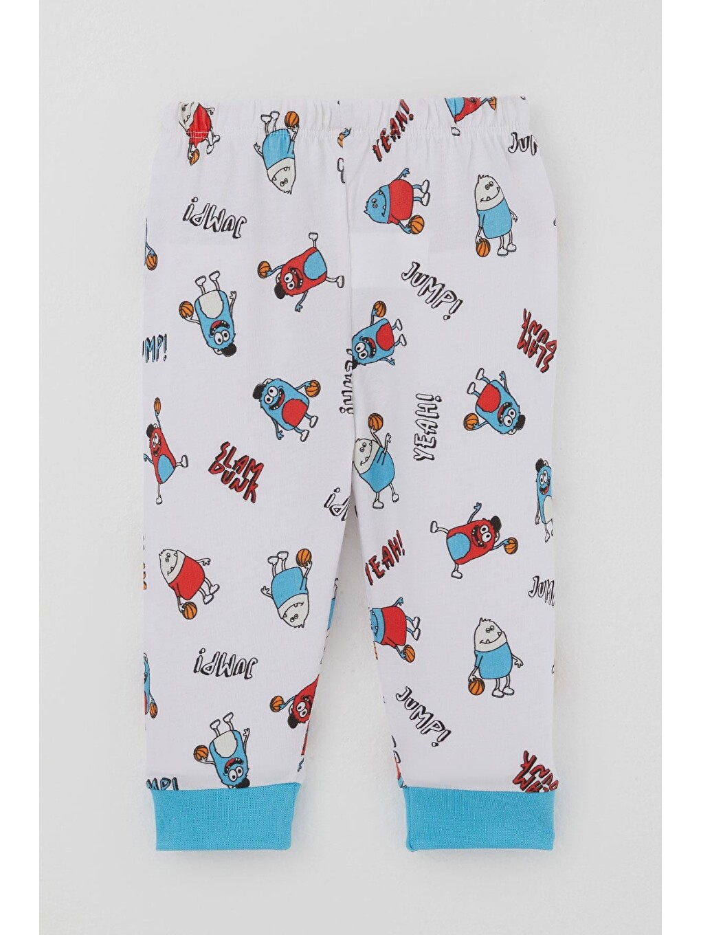 Erkek Bebek Pijama Takımı Omuzdan Patlı Mini Basket Yıldızı Beyaz (4 Ay-1 Yaş)-4