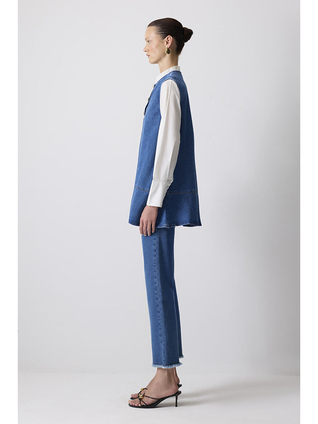 Mavi Gold Düğmeli Denim Tunik-2