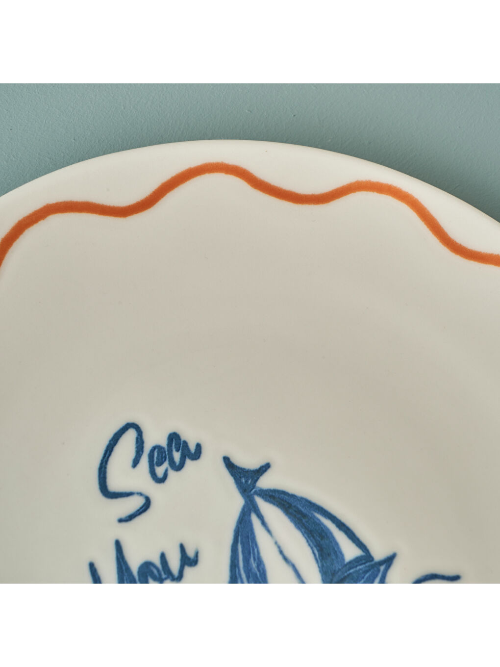 Marine Porselen 6'lı Pasta Tabağı Seti Mavi (19 cm)-2