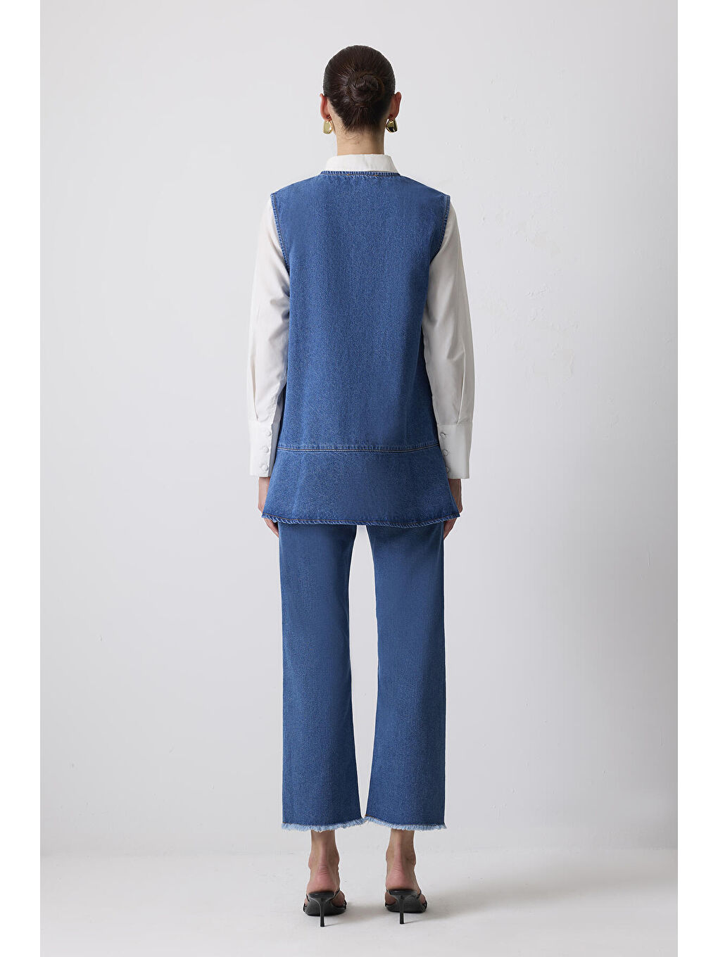 Mavi Gold Düğmeli Denim Tunik-3