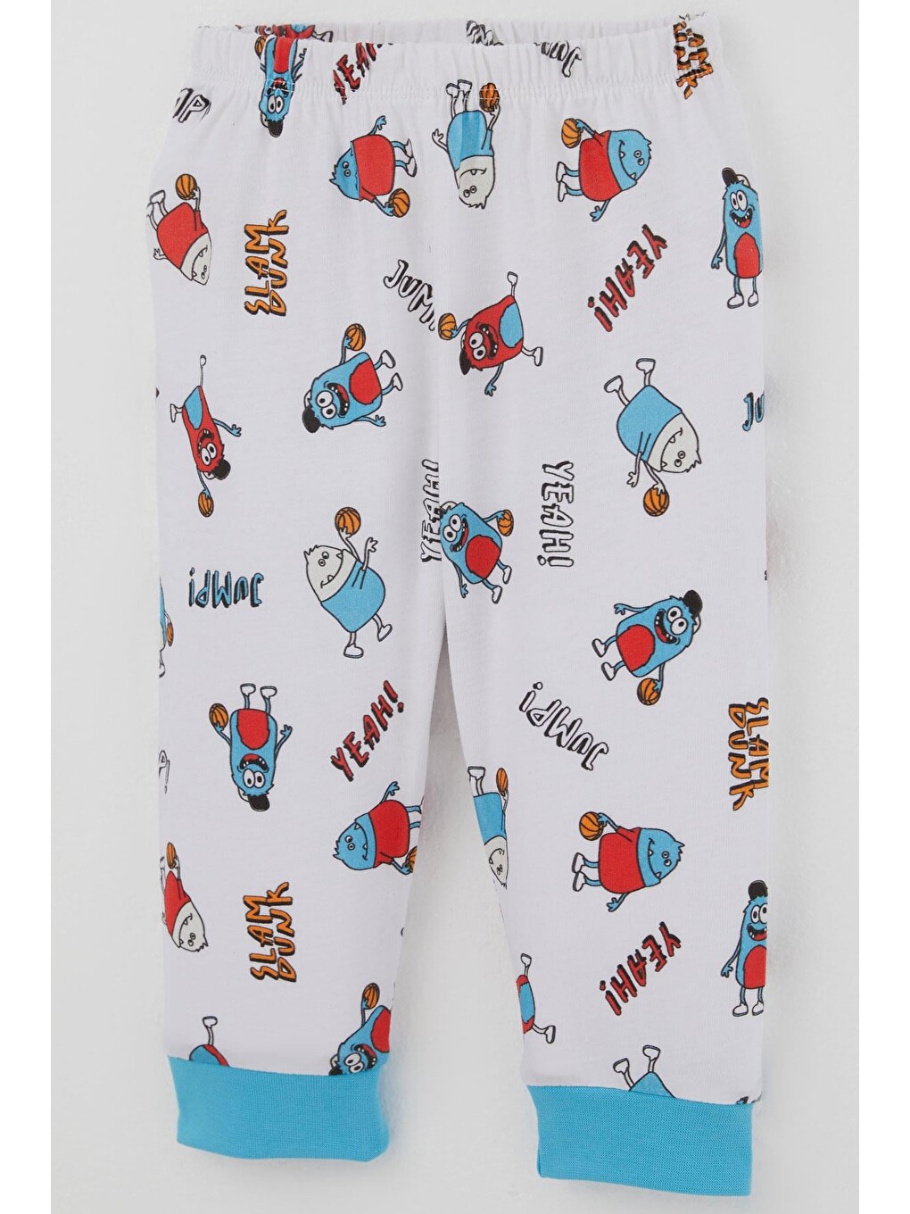 Erkek Bebek Pijama Takımı Omuzdan Patlı Mini Basket Yıldızı Beyaz (4 Ay-1 Yaş)-6