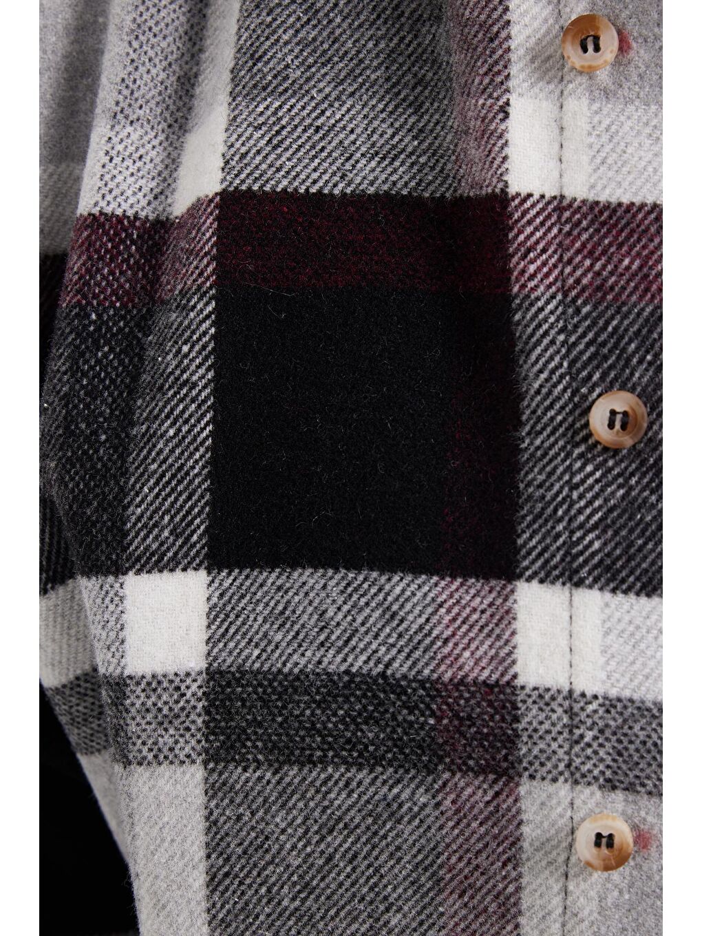 Gri Erkek Slim Fit Dar Kesim Kareli Kışlık Oduncu Gömlek-4