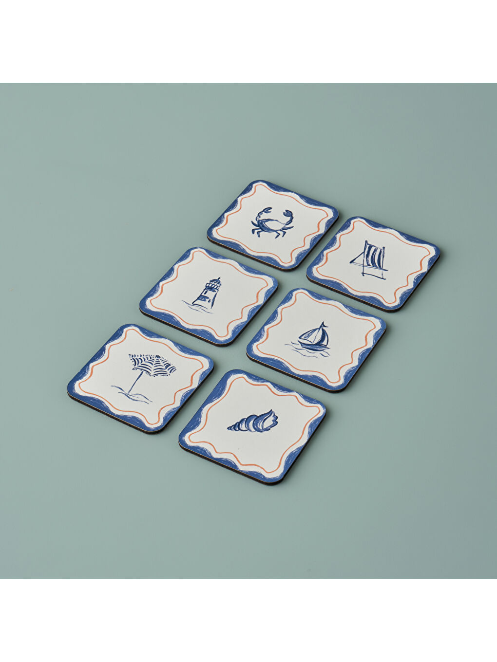 Karışık Marine 6'lı Bardak Altlığı (10x10 cm)
