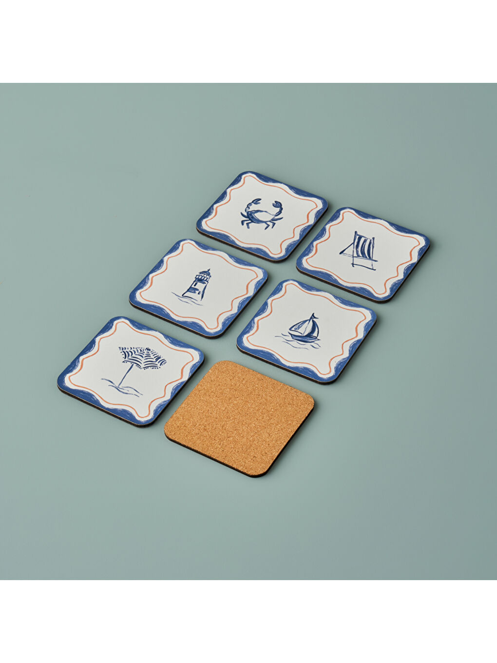 Karışık Marine 6'lı Bardak Altlığı (10x10 cm)-1