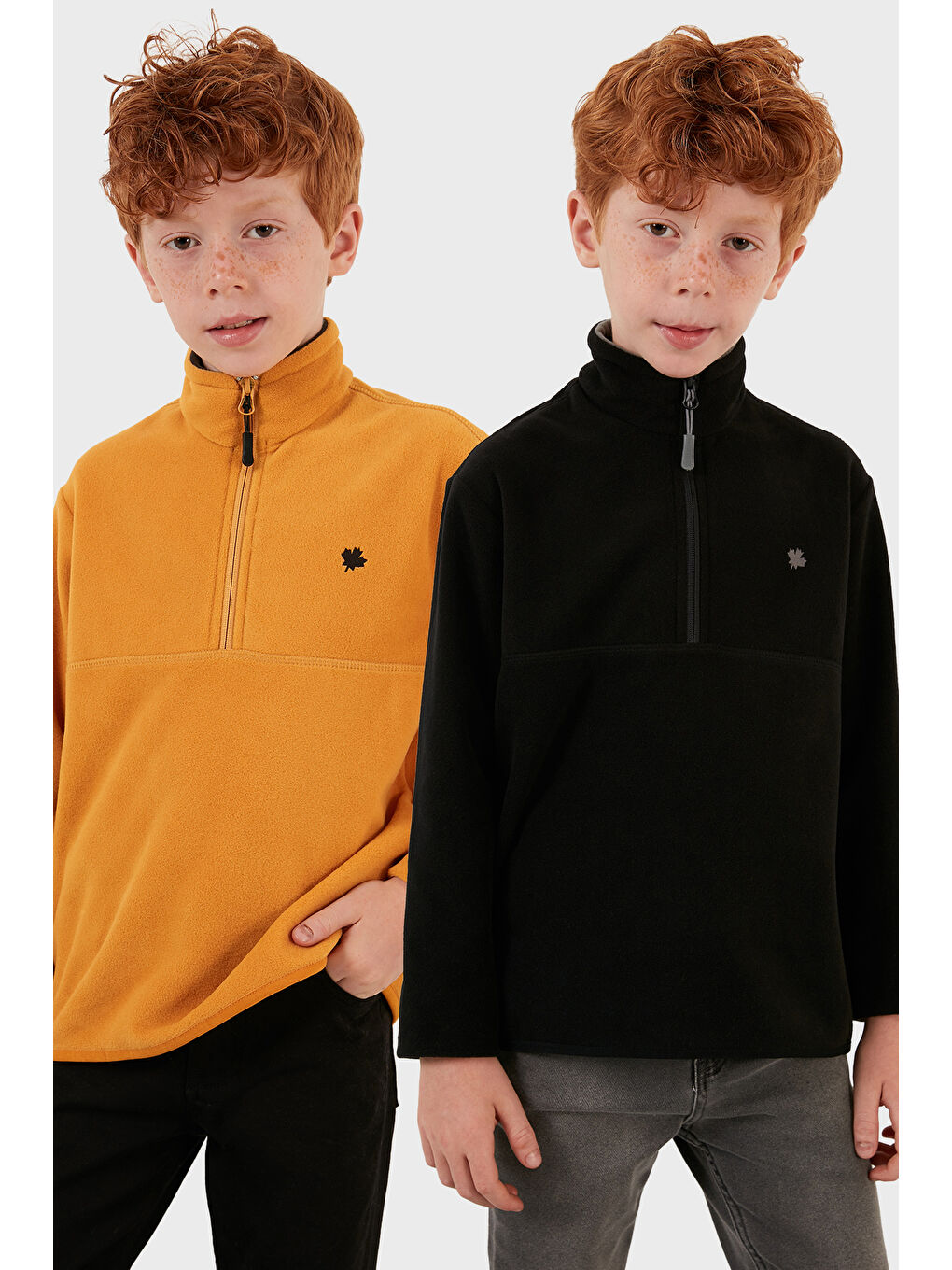 Sarı Yumuşak Dokulu Fermuarlı Dik Yaka Şardonlu 2'li Paket Polar 5905002S2