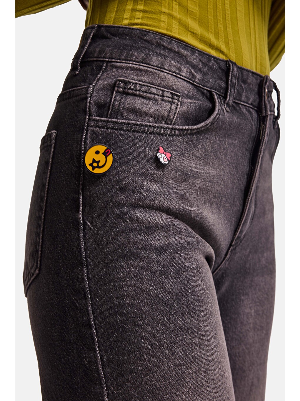 Mavi Kadın Koyu Jean 2w6-195 Flare Fit Emoji Icon Detaylı Tasarım Esnek Kumaş Denim Jean-4