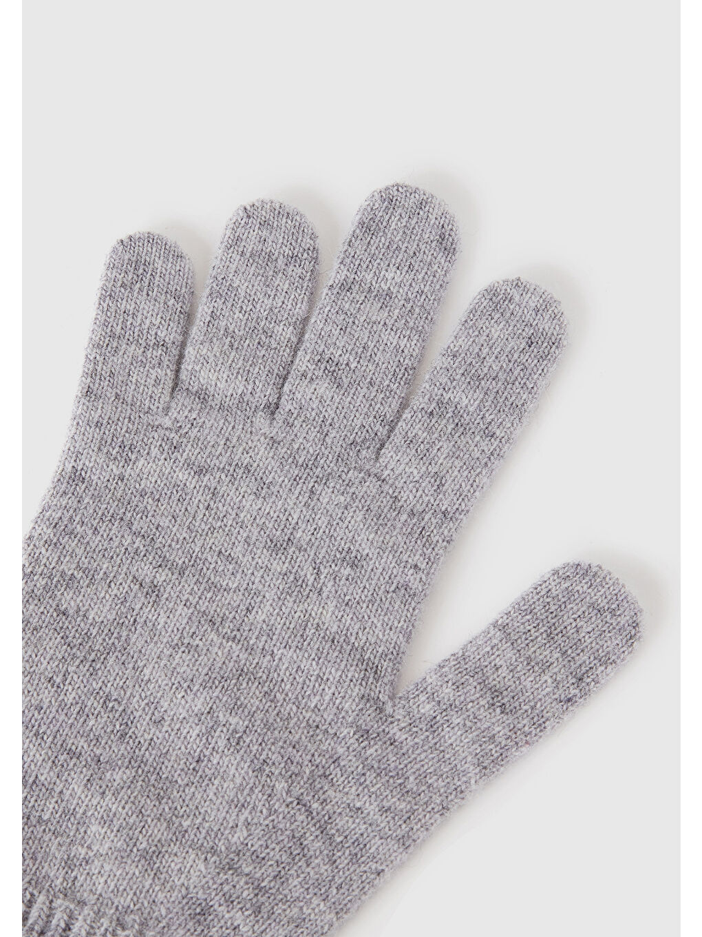 Kadın Gri Melanj %100 Yün Bilek Detaylı Düz Eldiven-1
