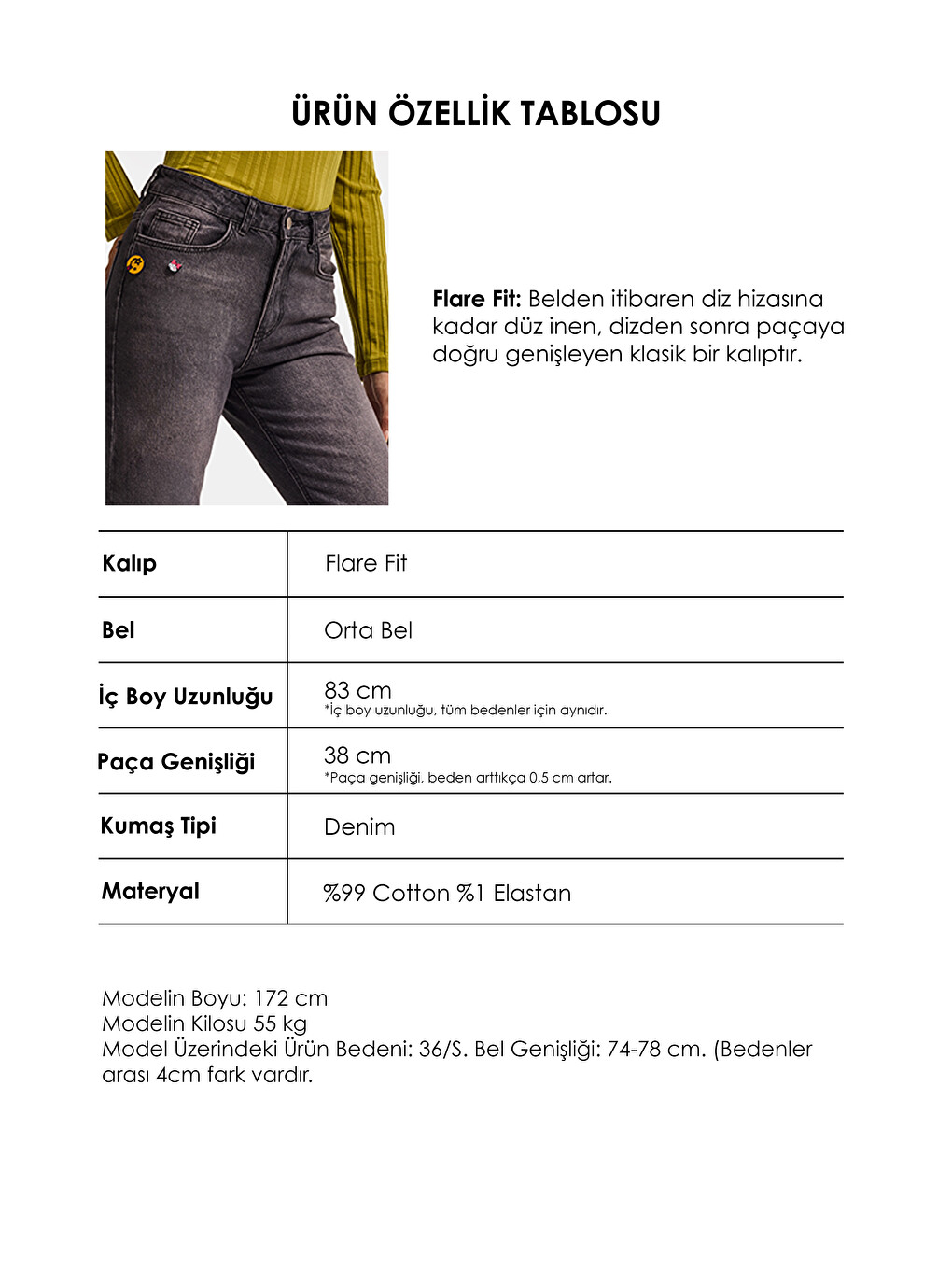 Mavi Kadın Koyu Jean 2w6-195 Flare Fit Emoji Icon Detaylı Tasarım Esnek Kumaş Denim Jean-5