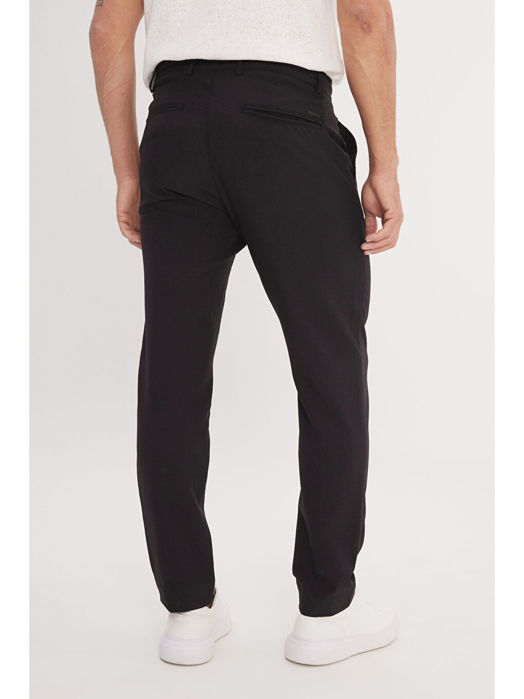 Erkek Siyah Slim Fit Dar Kesim Beli Bağlamalı Çizgili Yan Cepli Casual Jogger Pantolon-4