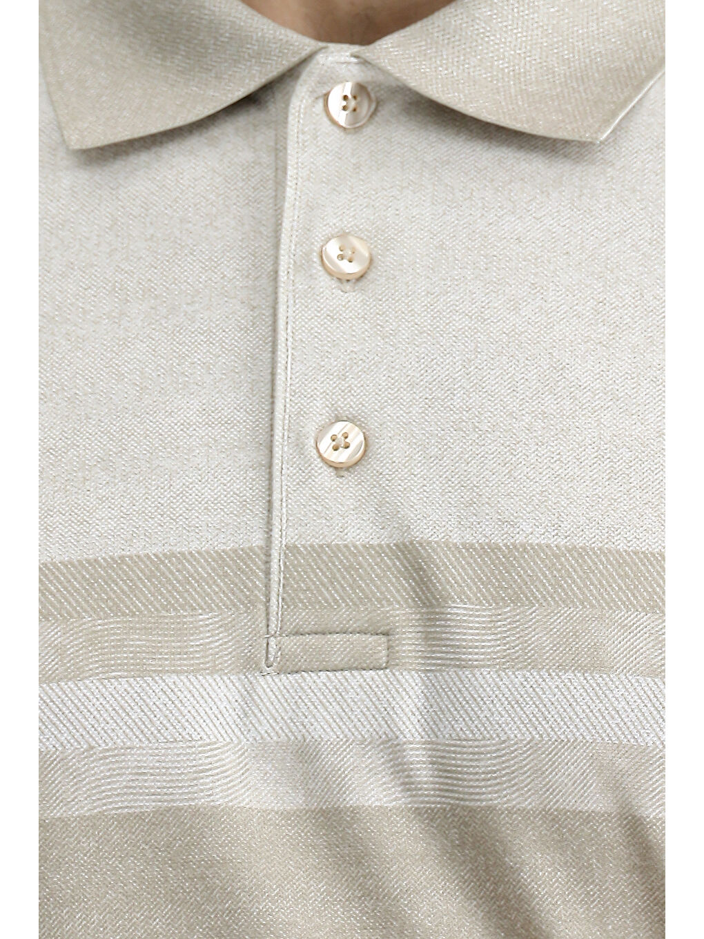 Bej Regular Fit Desenli Elastanlı Polo Yaka Tişört-4