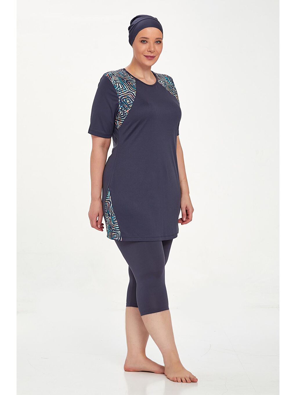 Büyük Beden Kısa Kollu Yarı Kaplı Mayo Dorıs 9316 Antrasit-2