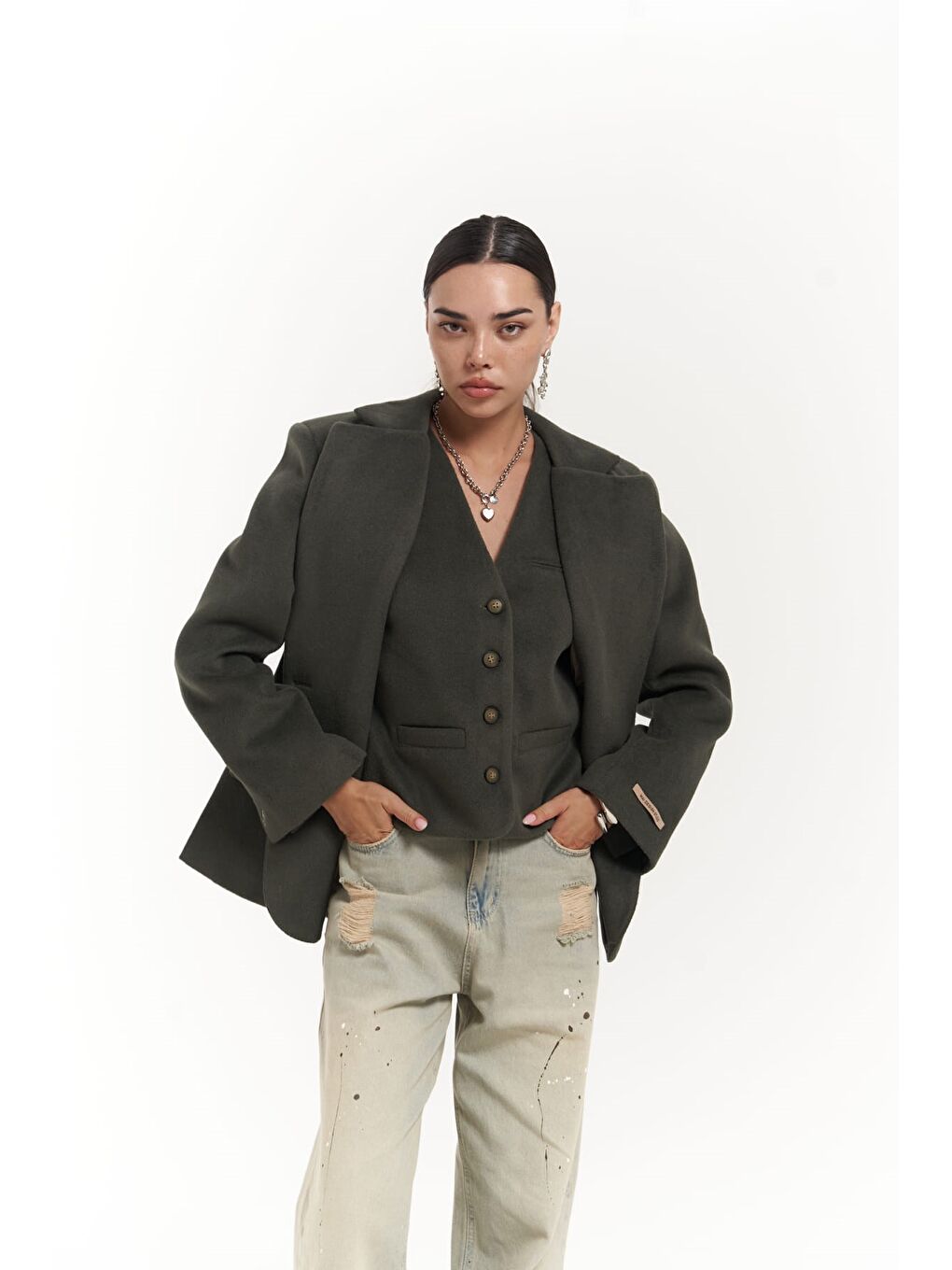 Armonia Yırtmaç Detaylı Petrol Mavisi Blazer-1