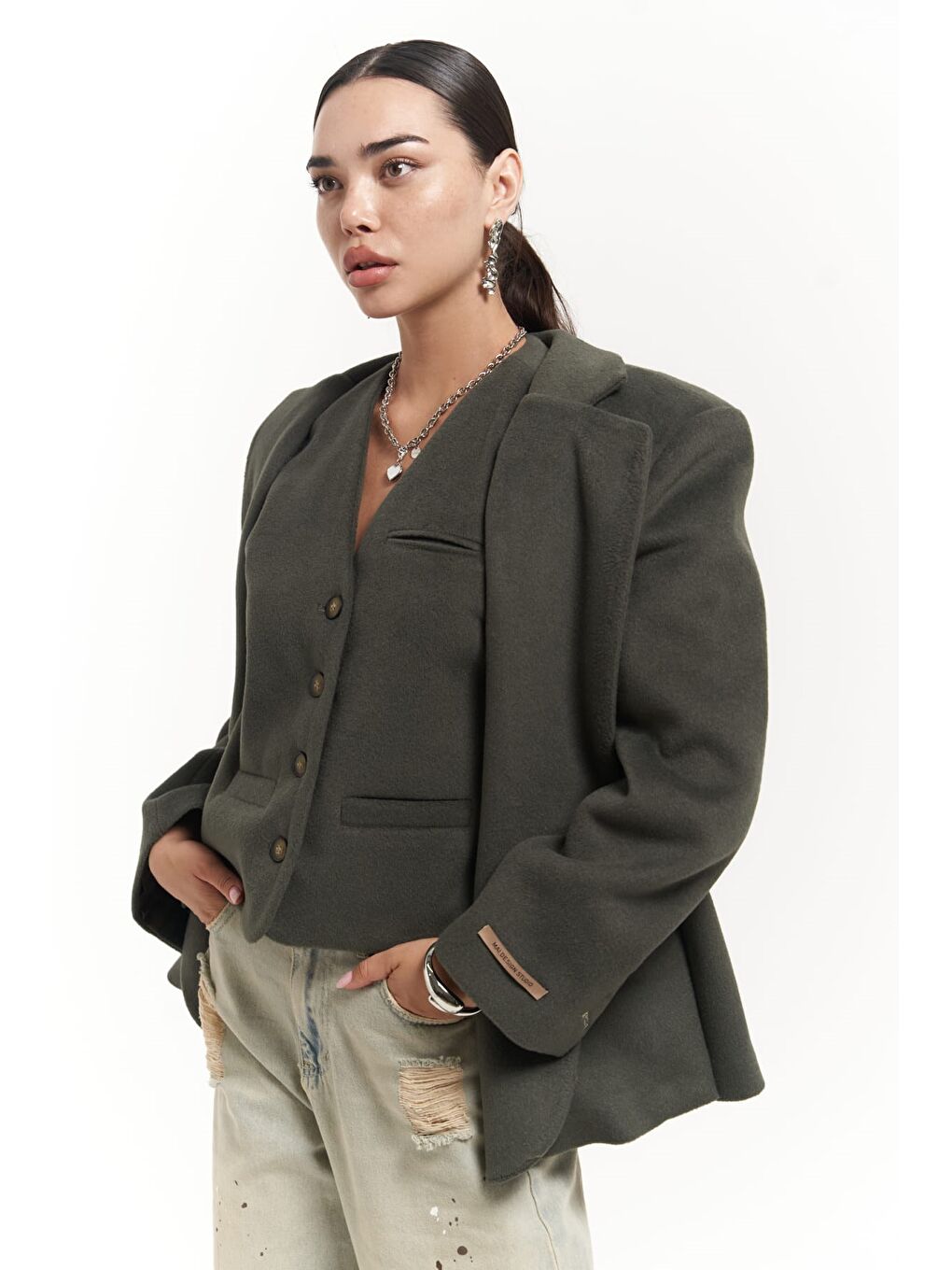 Armonia Yırtmaç Detaylı Petrol Mavisi Blazer-3