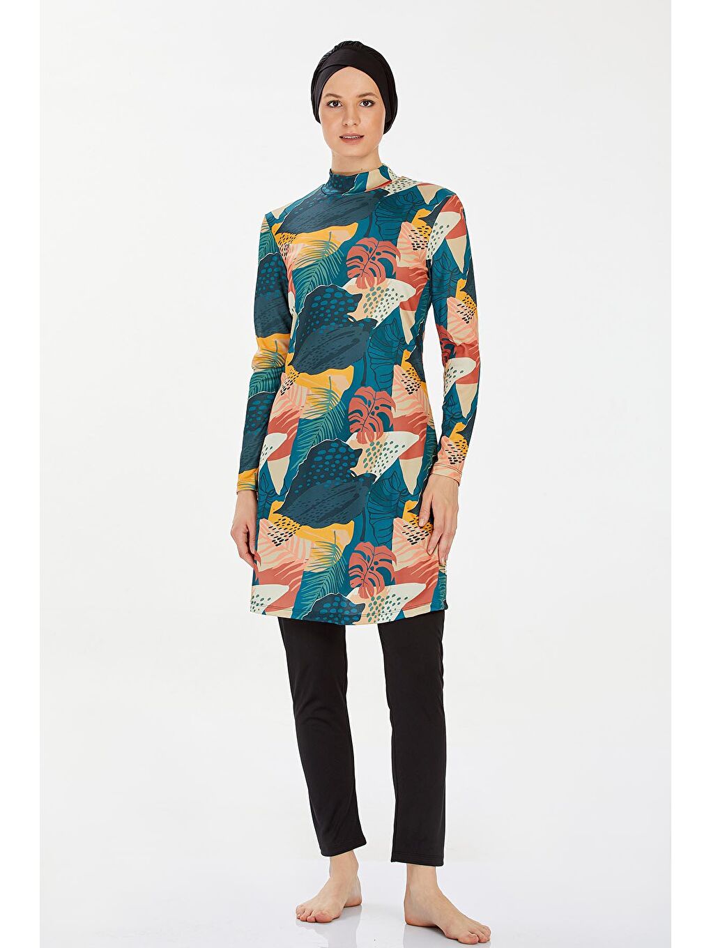 Elastanlı Tam Kapalı Tesettür Mayo Harlow 9210 Siyah-1