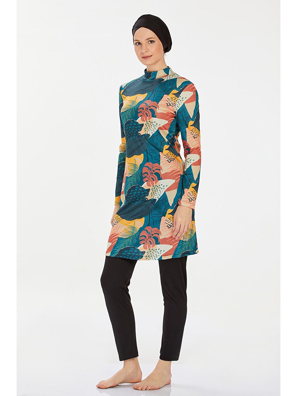 Elastanlı Tam Kapalı Tesettür Mayo Harlow 9210 Siyah-2