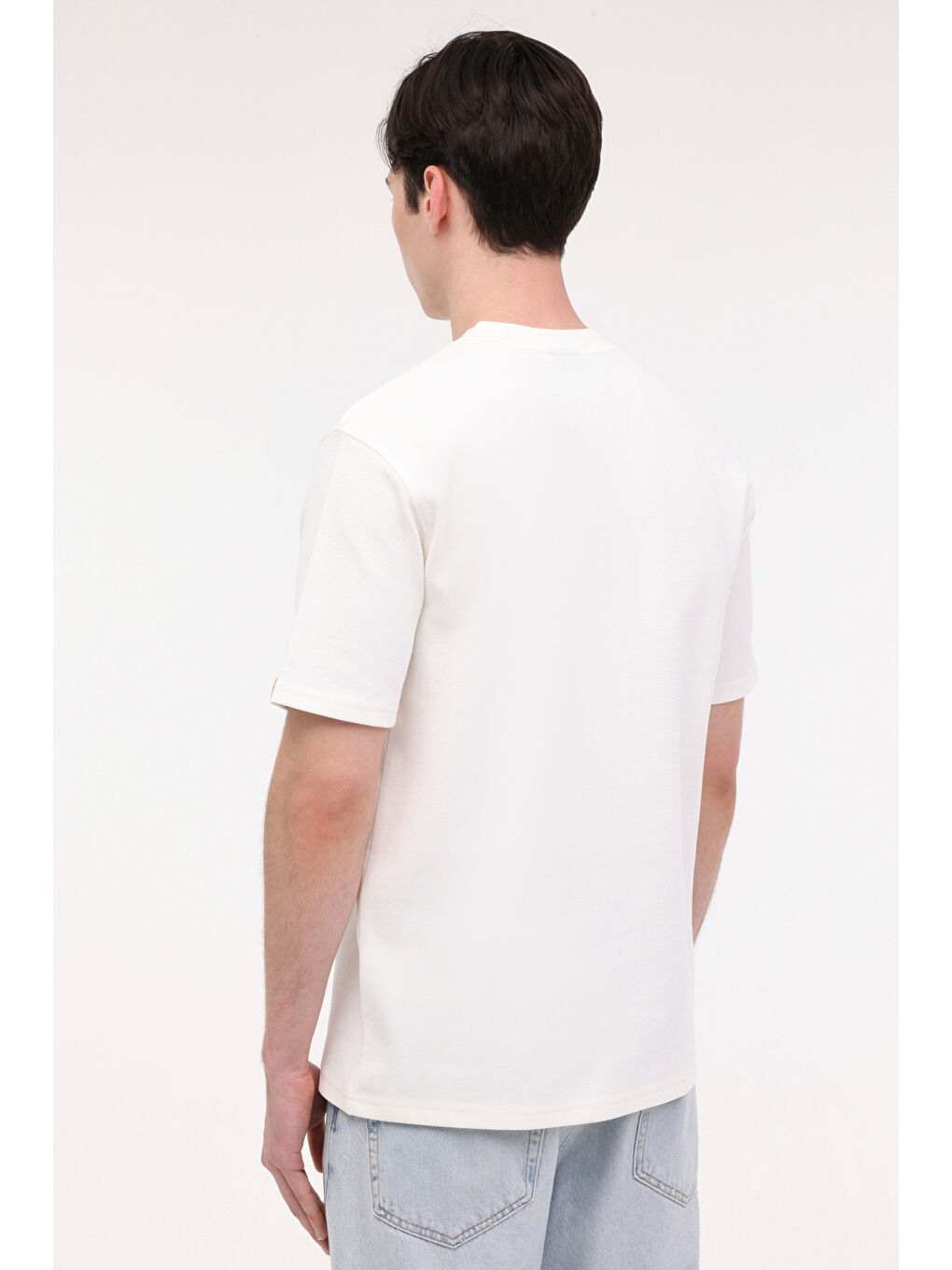 Bej M-BSC C NECK BS60 4FX Ekru Erkek Kısa Kol T-Shirt-1