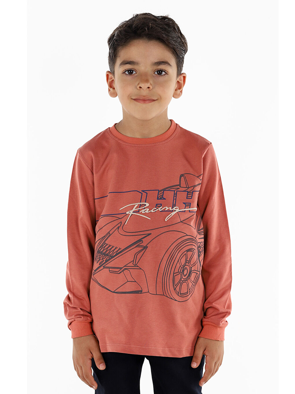 KİKO Kahverengi Bisiklet Yaka Uzun Kollu Erkek Çocuk Sweatshirt