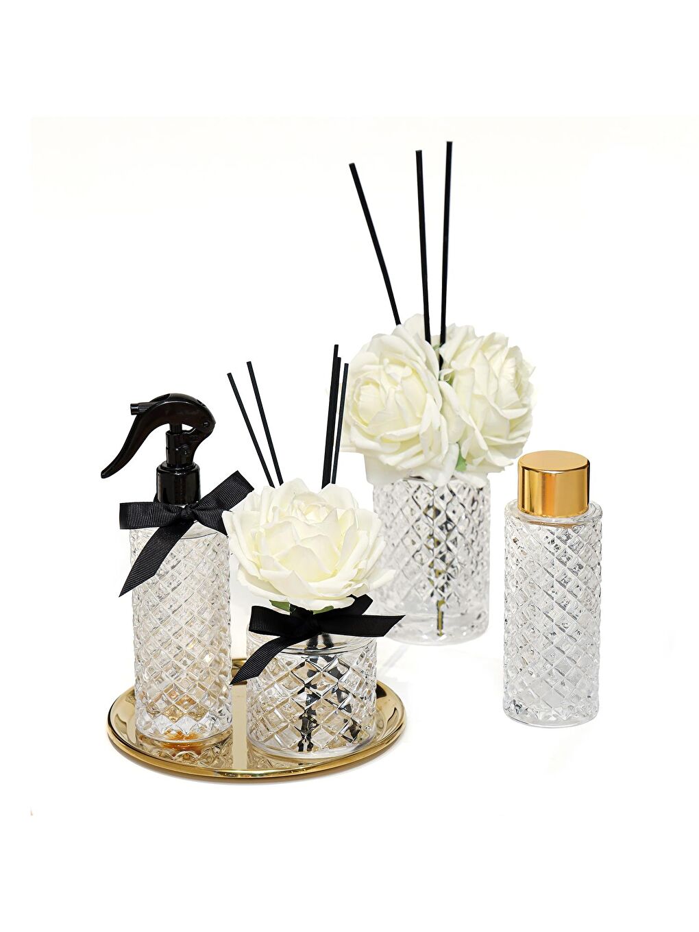 Renksiz Kristal Gül Serisi- Şeffaf Cam/Black Vanilya Oda Spreyi-2