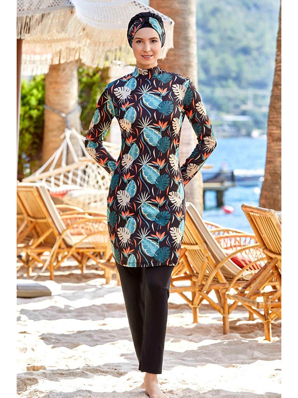 Rozamay Elastanlı Tam Kapalı Tesettür Mayo Hadley 9209 Siyah