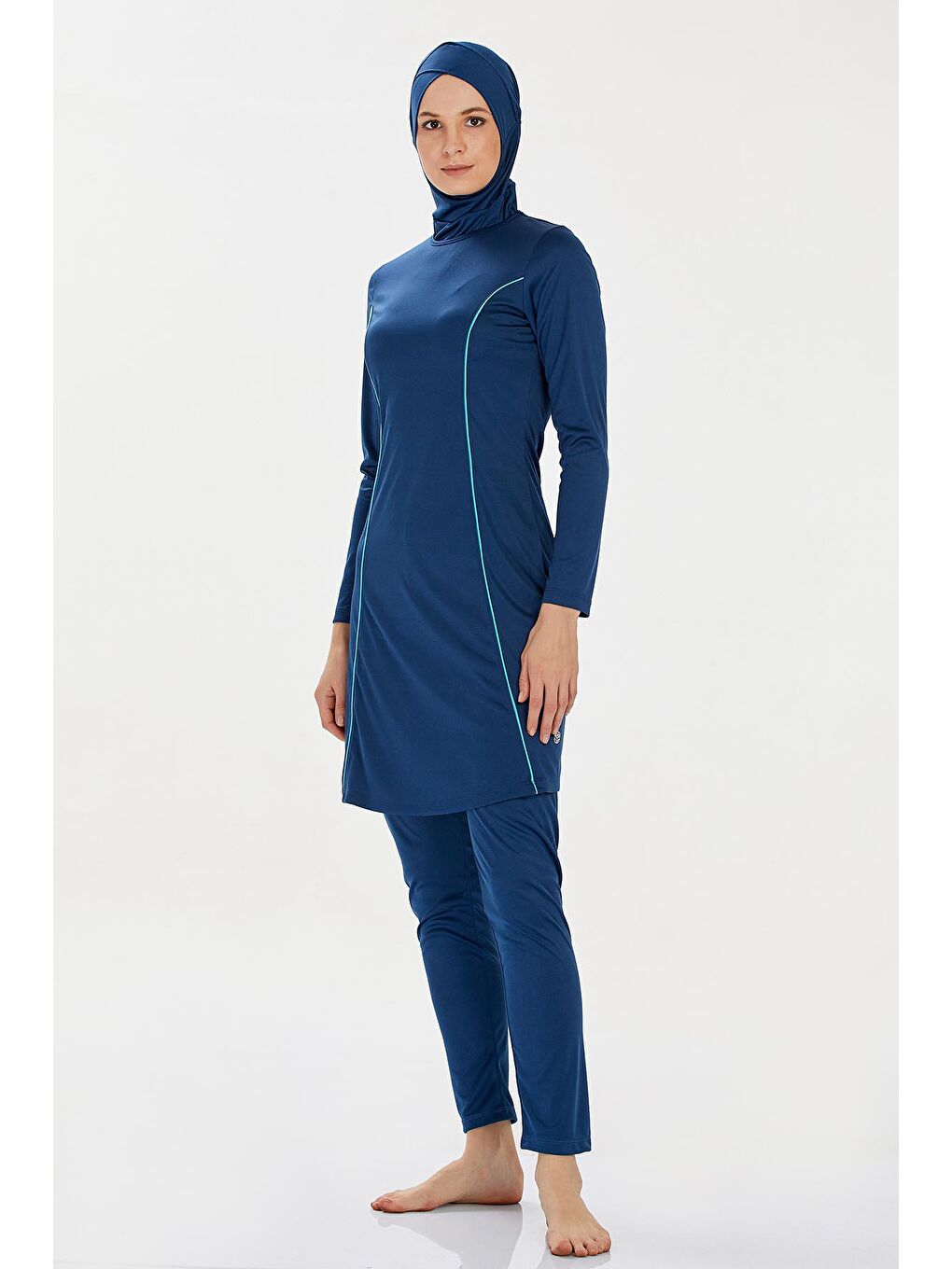 Elastanlı Tam Kapalı Tesettür Mayo Rozzr 9021 Açık Lacivert-2