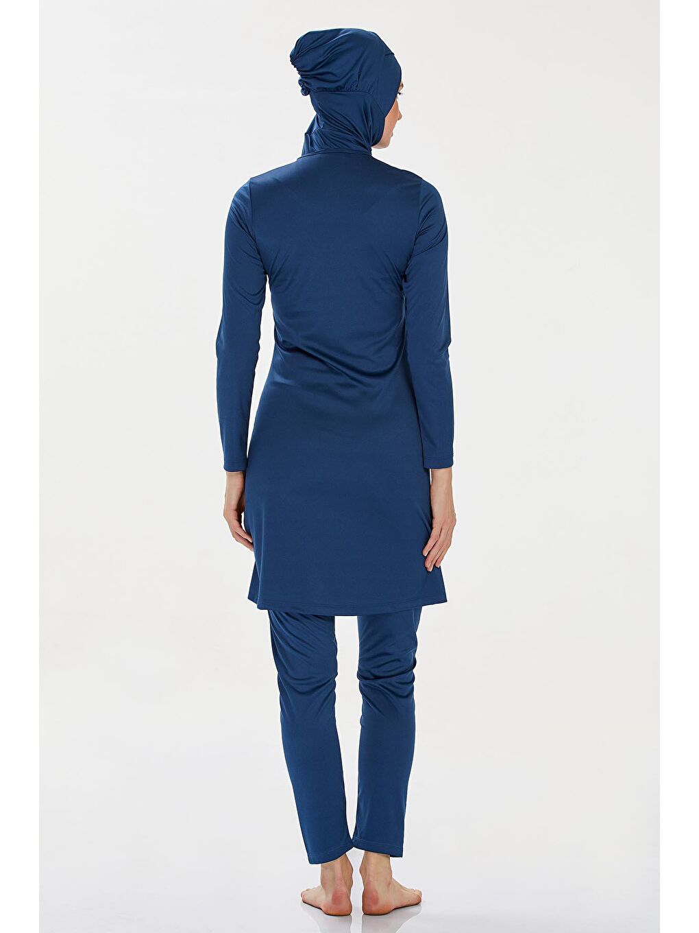 Elastanlı Tam Kapalı Tesettür Mayo Rozzr 9021 Açık Lacivert-4