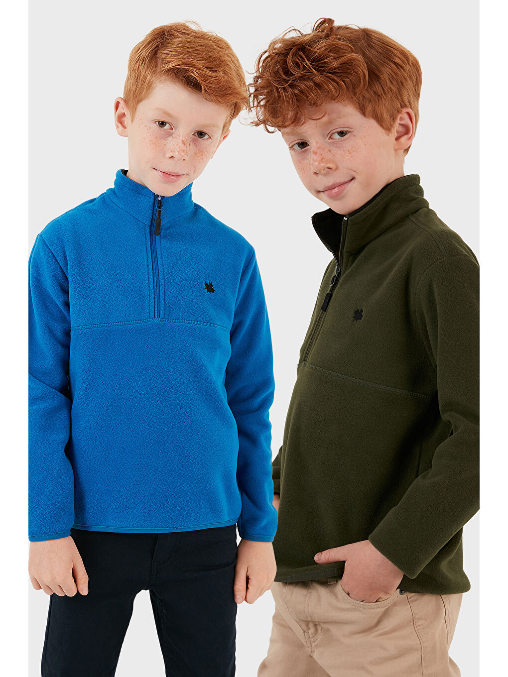 Haki Yumuşak Dokulu Fermuarlı Dik Yaka Şardonlu 2'li Paket Polar 5905002S2