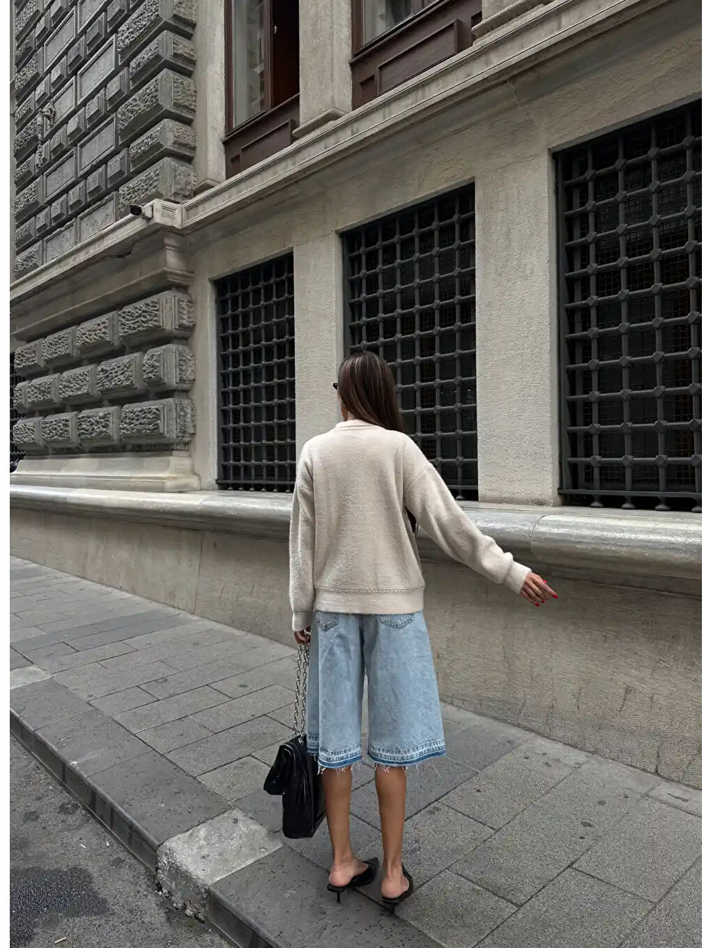 Ekru Düğme Ve Biye Detaylı Çift Cepli Triko Bluz Hırka-2